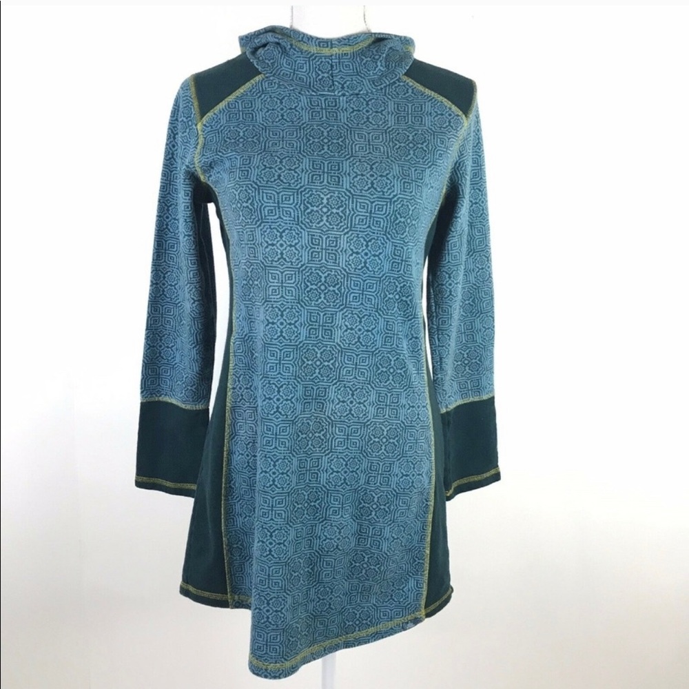 Prana Roma Tunic Blue Hooded Sweatshirt